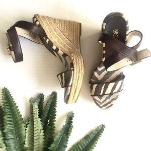 Michael Kors Brown violet zebra espadrille wedges